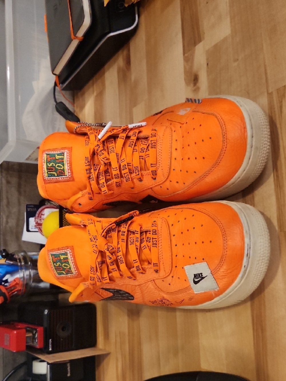 Nike Orange 'Just Do It' Swoosh Low-Top Sneakers AF1 - Picture 4 of 11